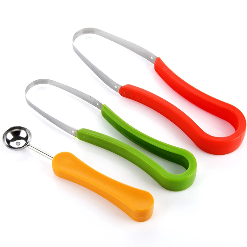 Useful 3 In 1 Stainless Steel Melon Ball Scoop Fruit Baller Watermelon