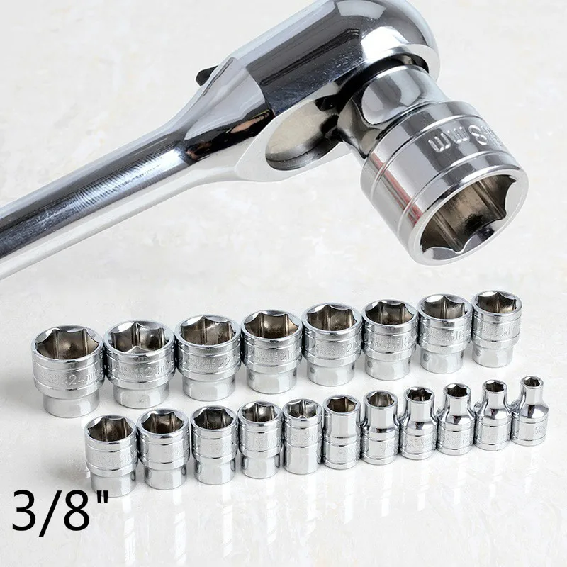 

3/8" 6-24mm CR-V Metric Socket Wrench Head Universal Inner Hexagon Spanner Allen Head Auto Repair Tools 1 Pcs