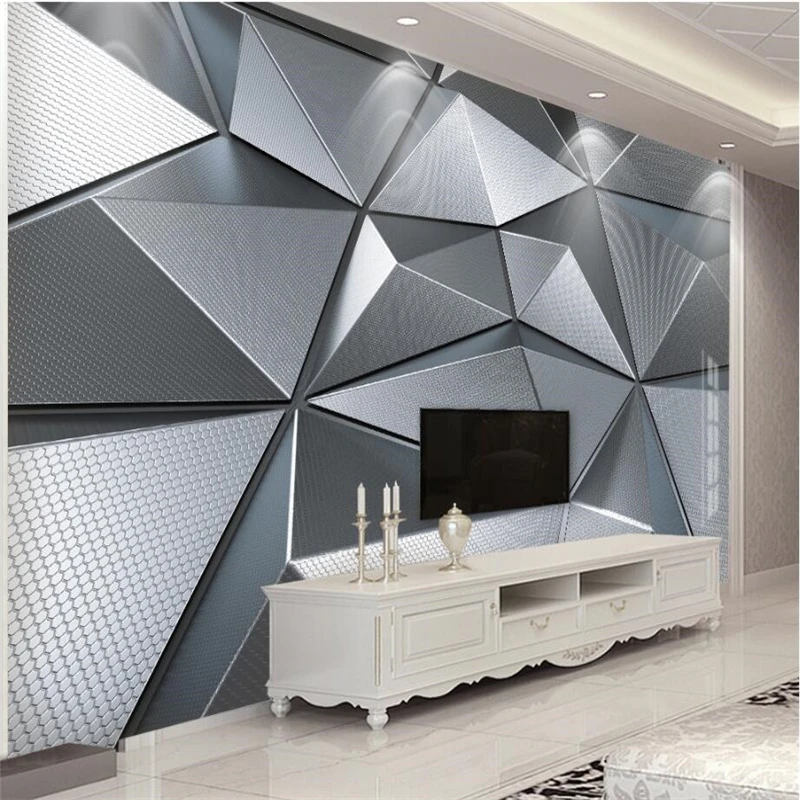 beibehang Wallpaper custom living room bedroom Wallpaper mural 3D geometric atmosphere atmospheric metal background wall beibehang Wallpaper custom living room bedroom Wallpaper mural 3D geometric atmosphere atmospheric metal background wall