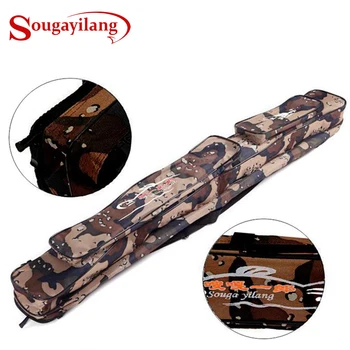 

Sougayilang Large Capacity Fishing bag 120cm Gray Camouflage Outdoor 2Layer Fishing Tackle Bag Fishing Rod Lures Bag Multi-usage
