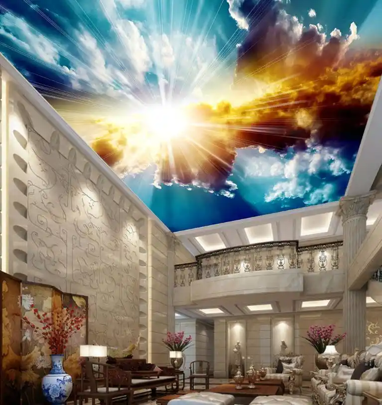 Customize 3d Ceiling Wallpaper Living Room Bedroom Blue Sky And