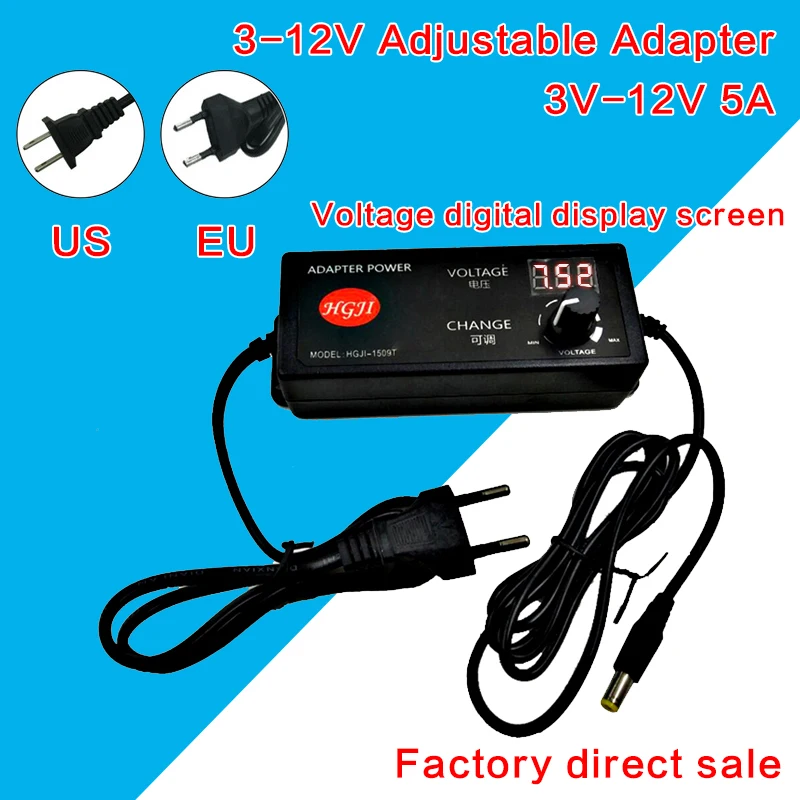 

Adjustable power supply 3V-12V 5A can change voltage multifunction power3.5V 6.8V 8V11v 5a LED strip DC motor speed Controller