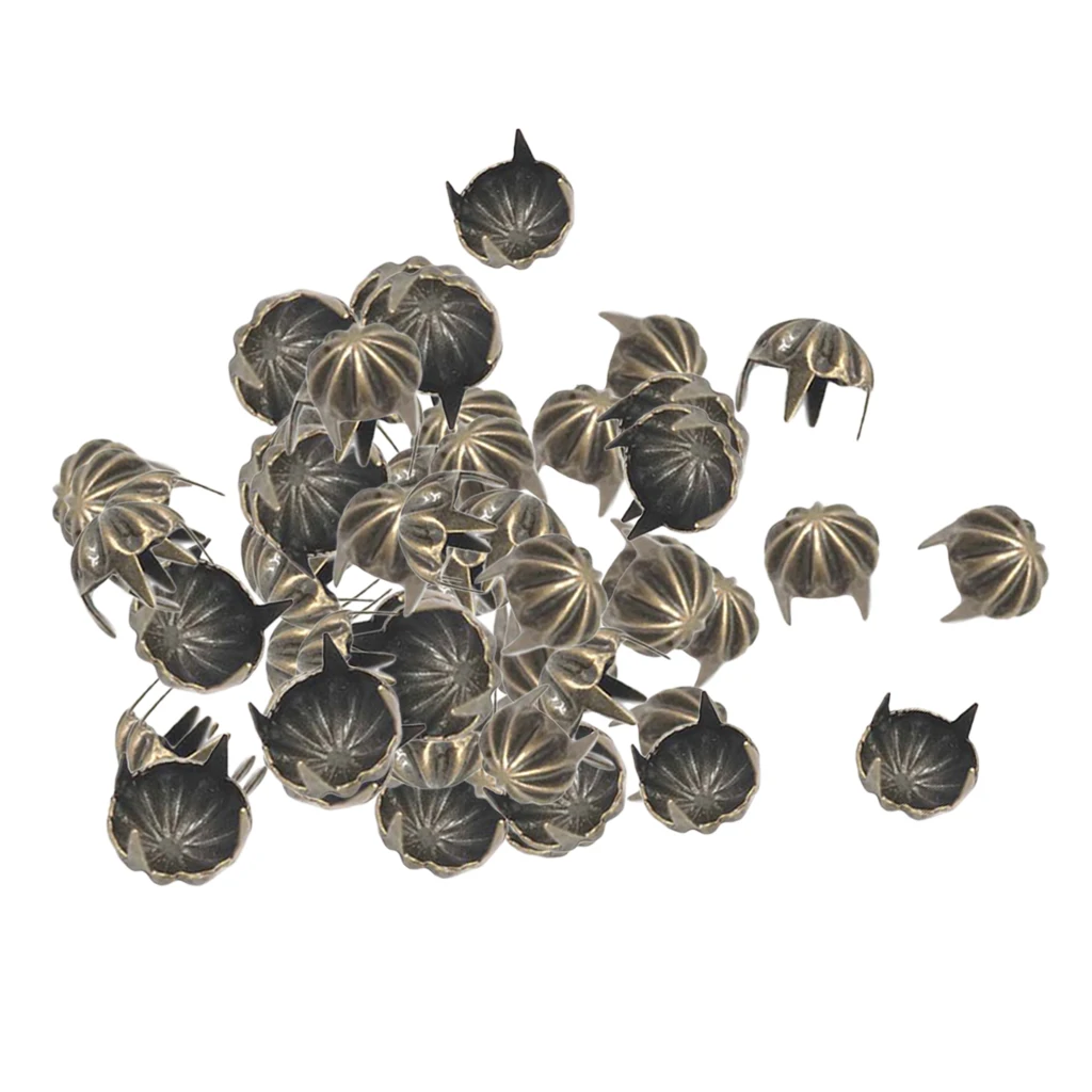 50pcs Metal Pumpkin Studs Claw Rivet Leathercraft Punk for Bags Jeans Belt Decoration