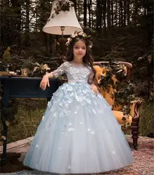 Великолепное платье с цветочным узором для девочек с цветами ручной работы, красивые Бальные платья для милых девочек, пышные платья