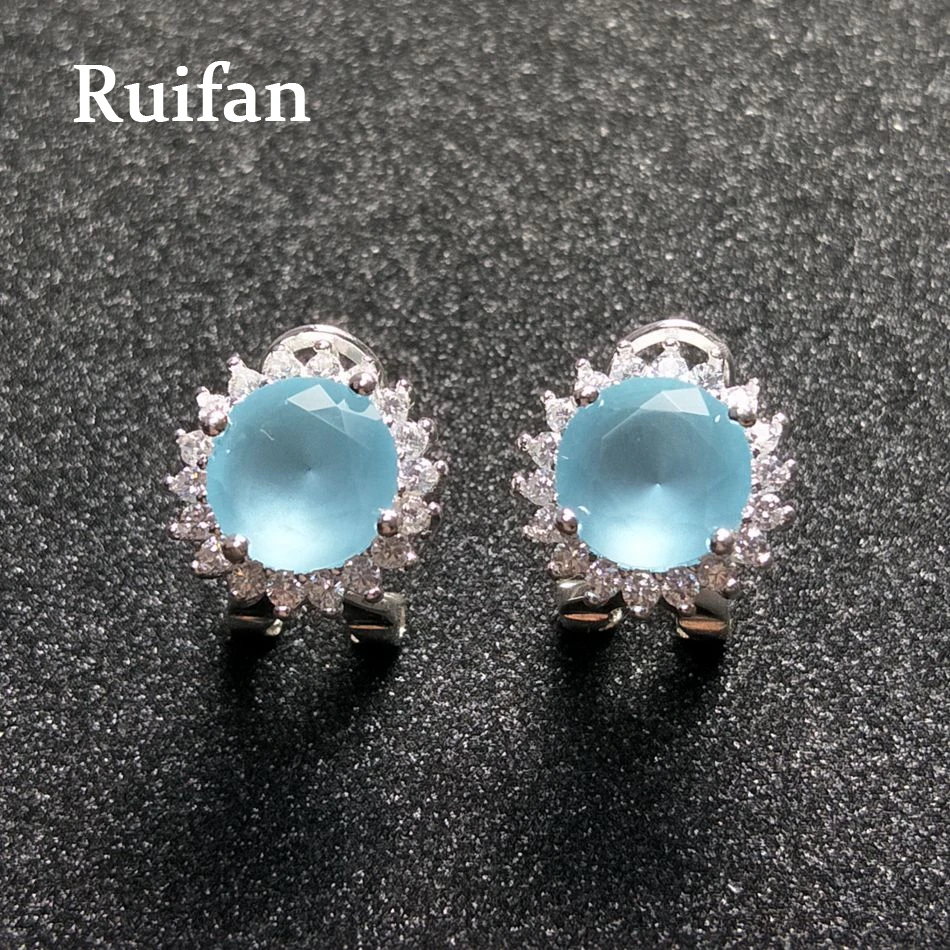 

Clearance Sale Sky Blue Cubic Zircon 925 Sterling Silver Stud Earrings with Stone Women's Wedding Earrings Fine Jewelry YEA042