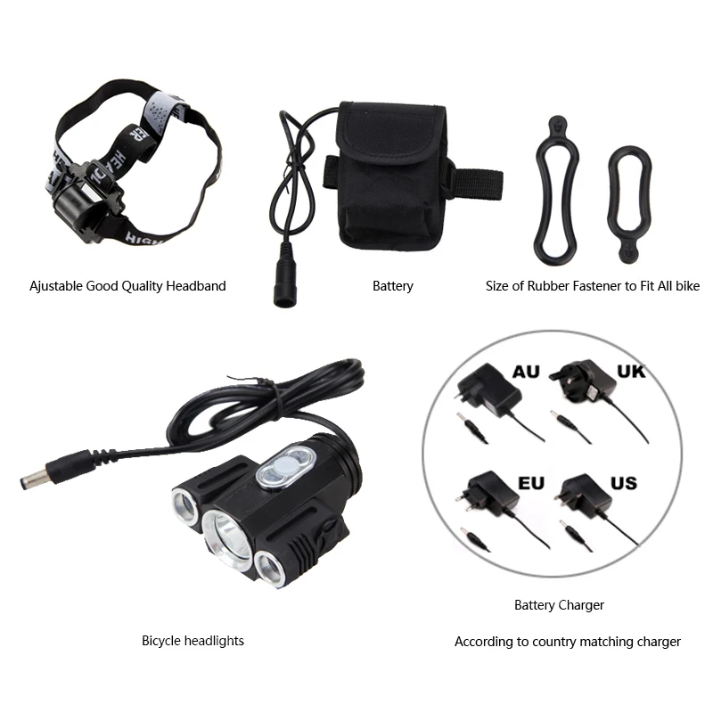 Top 10000LM 3xT6 LED 4.2v Adjust angle Front Bicycle light Bike Lamp Headlight with Battery+Back Tail Light 3 Top 10000LM 3xT6 LED 4.2v Adjust angle Front Bicycle light Bike Lamp Headlight with Battery+Back Tail Light 3