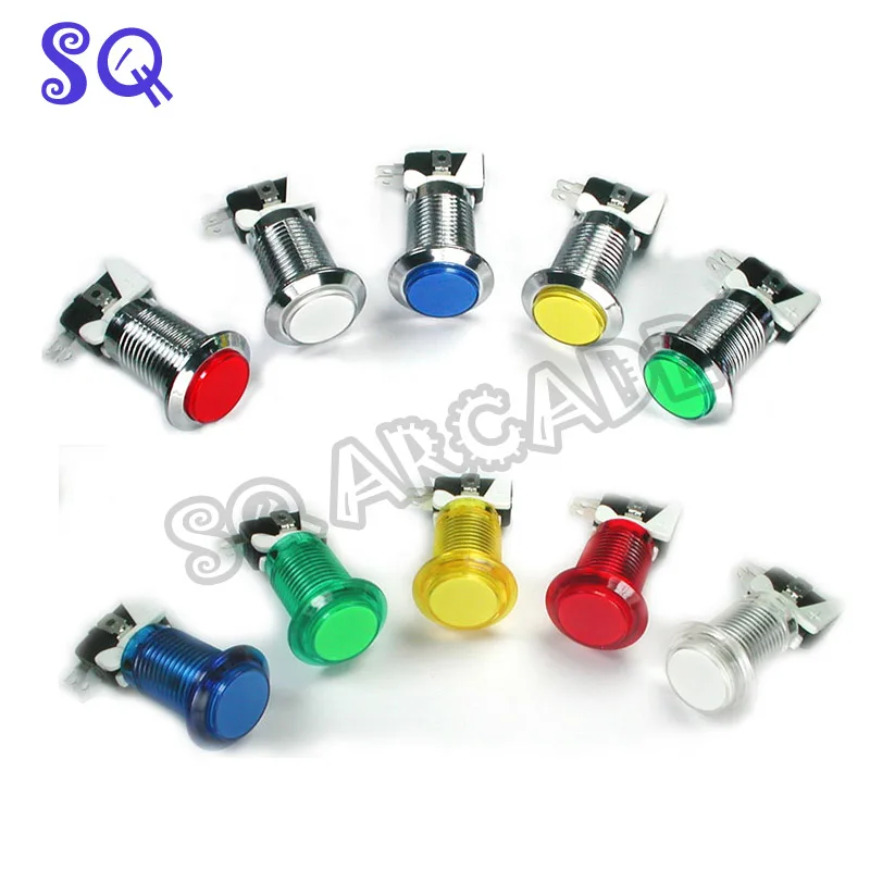 

50pcs Arcade push button Chrome plated Push Button 12V LED Illuminated button With Microswitch for JAMMA MAME Free shipping