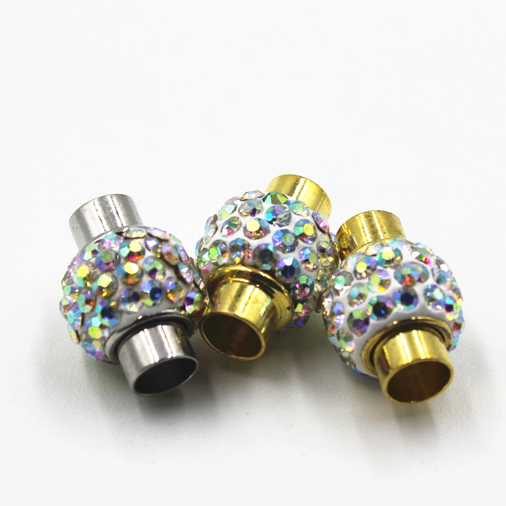 

5mm AB crystal Magnetic Clasps leather cord Jewelry Findings fitting Jewelry Findings 5 pcs