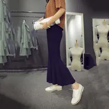 Новые модные женские туфли осень-зима Вязание Высокая Талия труба юбка женский сплошной Цвет уменьшают теплый вязать длинная юбка «рыбий хвост» F32