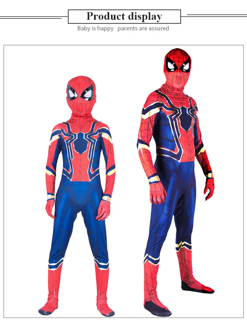 Новый детский комбинезон из лайкры и спандекса для мальчиков, Железный Человек-паук Мстители, Бесконечная война, 2018 год, костюм