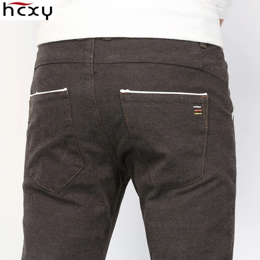 

HCXY 2019 Spring Autumn Men's Casual Pants Male Commercial Bussiness Smart Casual Pencil Stretch Pants Men Slim fit Solid color