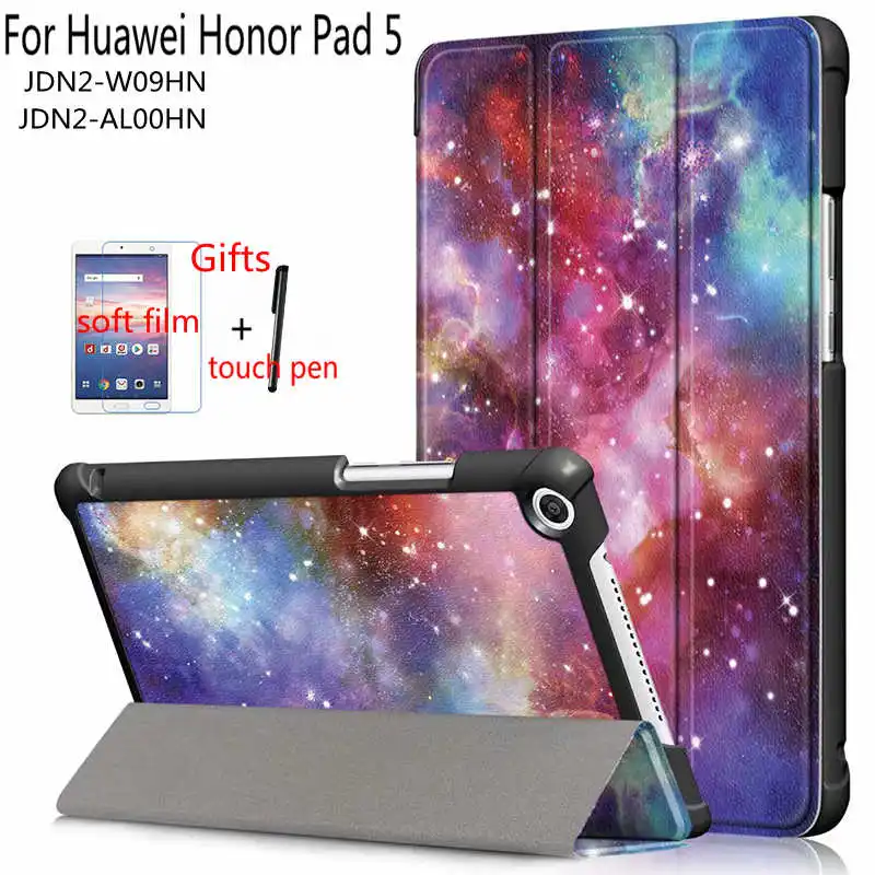 

Colorful PU Leather Case for Huawei MediaPad T5 8.0 JDN2-AL00HN/W09HN Tablet Funda Cover for Huawei Honor Pad 5 8.0 inch+Gifts