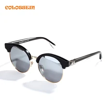 COLOSSEIN ORANGE LABELSunglasses Men Classic Vintage Black Round Frame Polarized Lens Glasses Fashion Travel Necessary Eyewear