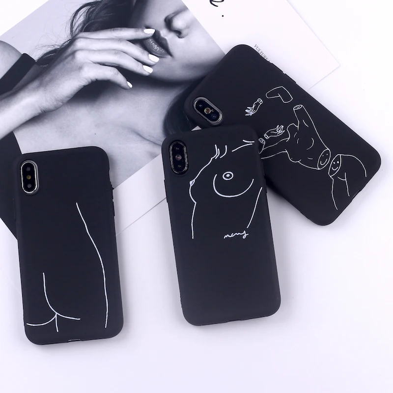 

Black Sexy Art Rose Lover Harajuku Aesthetics Soft Silicone Candy Phone Case Coque For iPhone 11 Pro 6 8 8Plus X XS Max 7 7Plus