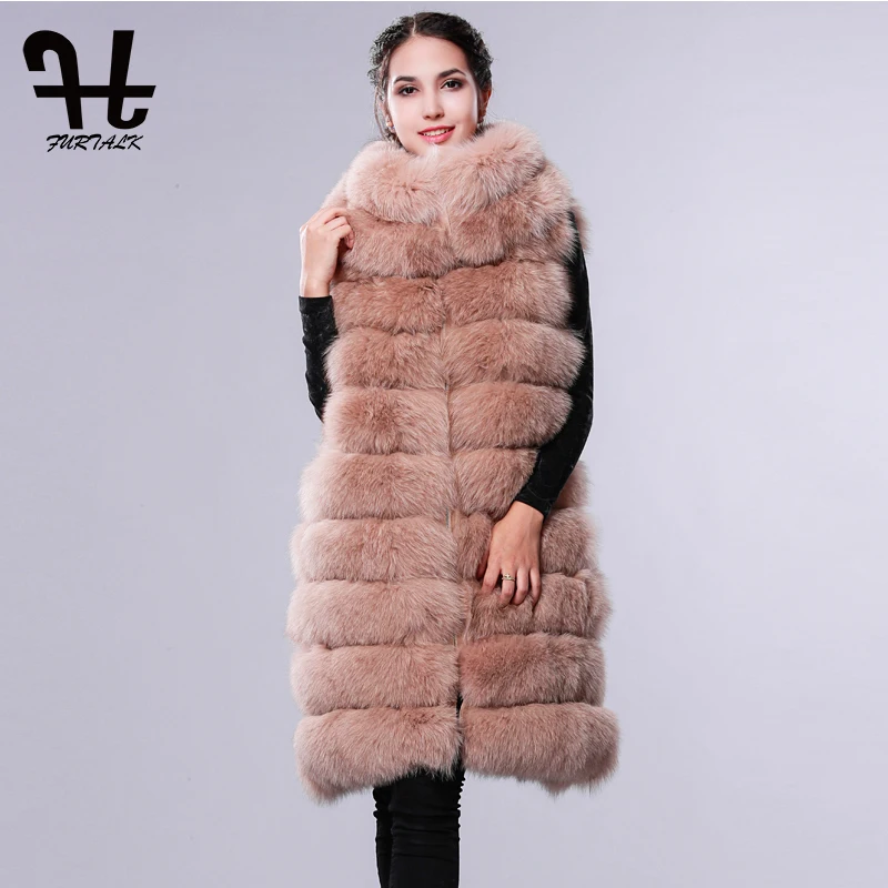 Furtalk Khaki Femmes Manteau Fourrure D'hiver Réel De Dark Renard Fox Ruban Des Conception Khaki light blue Russe 5RjL4A