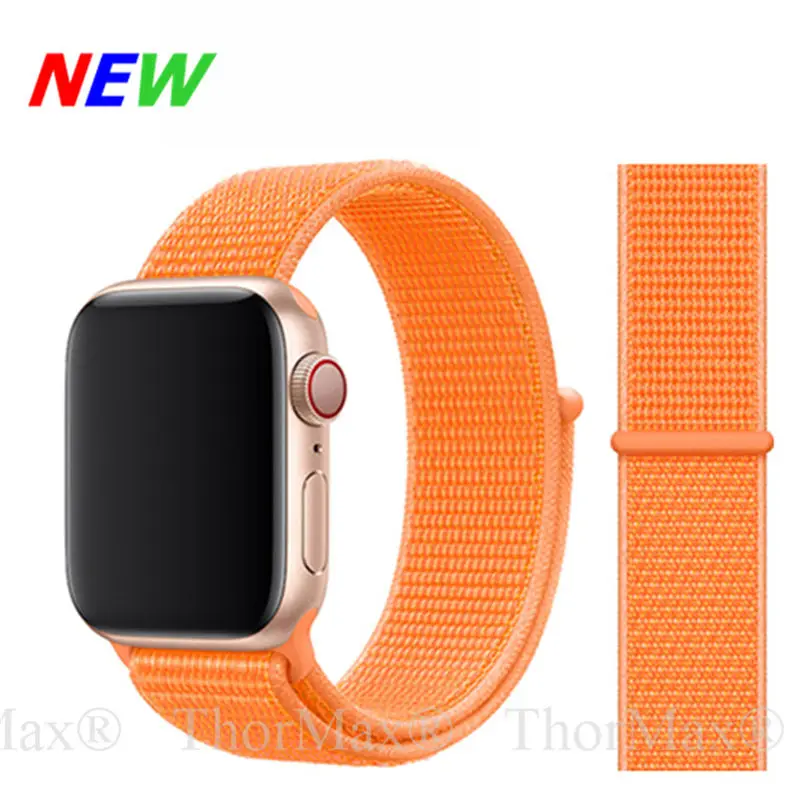 33-Papaya Для apple watch band 38 мм 42 мм 40 мм 44 мм 43 цвета нейлоновая петля Sporst ремешок нейлоновая тканая группа часов для iwatch 4 3 2 1 браслет - Цвет ремешка: 33-Papaya