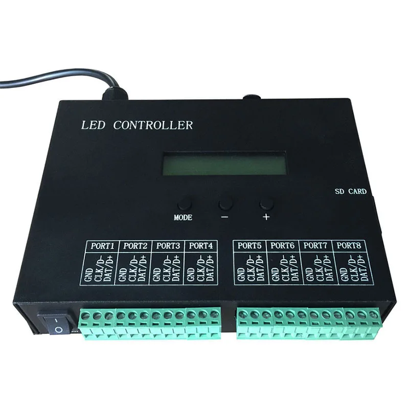 

LED controller,full color programmable,DMX512 controller,8 ports drive 8192 pixels,can connect DMX console,support many chips
