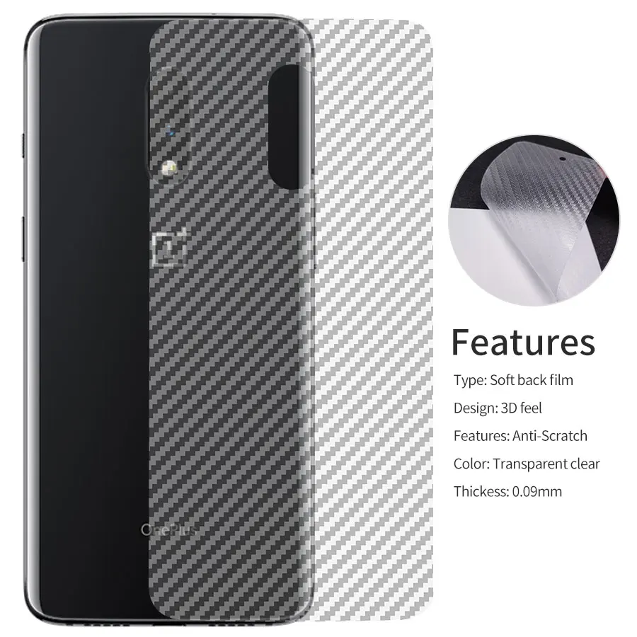 

3D Carbon Fiber Film For OnePlus 7 pro 6T 6 5 5T 3 3T One plus 7 Pro Soft Back Screen Protector Sticker Protective Clear Film