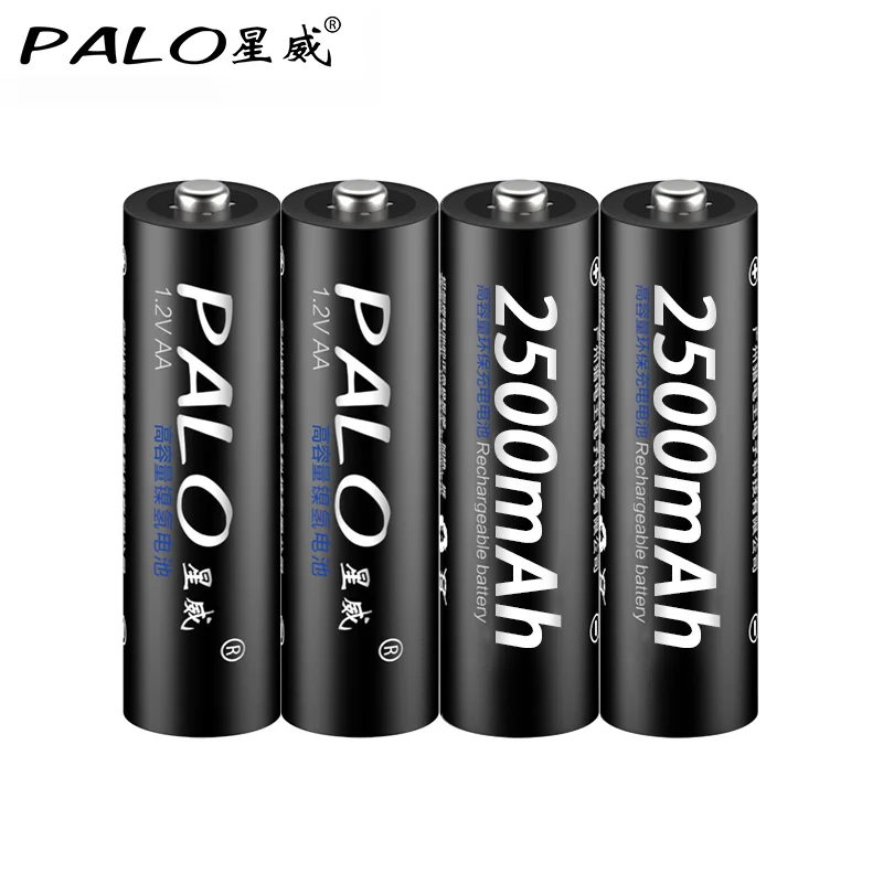 PALO 4 шт. настоящая емкость AA 2500mAh 1,2 V 3000MAH Ni-MH предварительно Заряженная аккумуляторная батарея AA 1300MAH 3A 1100MAH AAA Baterias