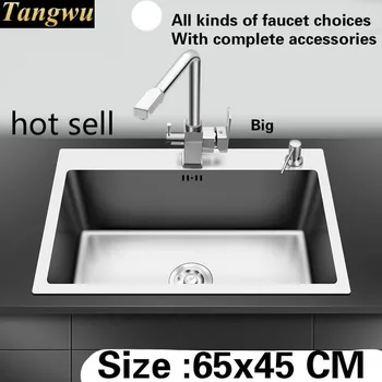 Buy Free Shipping Fashion Kitchen Sink Big Durable 304 Stainless Steel 4 Mm Thick Hand Made Single Slot Hot Sell 650x450 MM