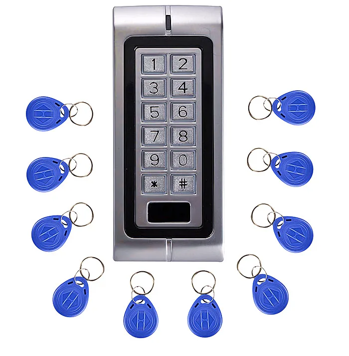 

10Pcs Fobkey Included +Waterproof RFID Single Door Access Control System With Back Light Keypad Metal Case
