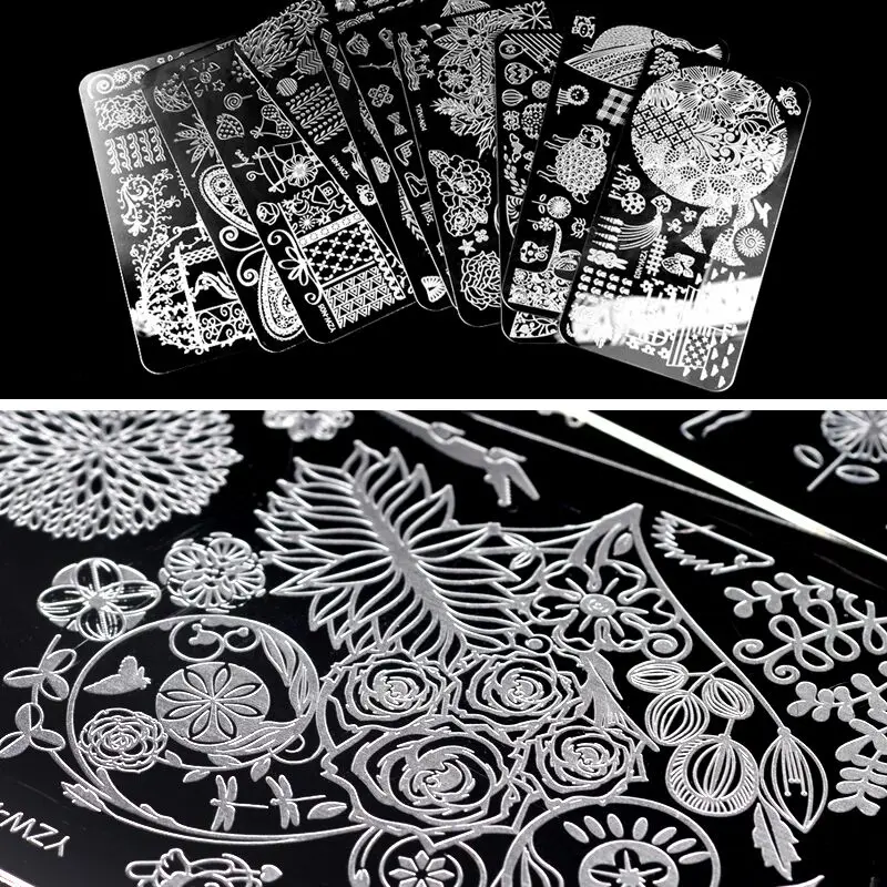 

2019 Nail Stamping Plates Lace Flower Animal Pattern Nail Art Stamp Stamping Template Image Plate Stencil Nails Tool
