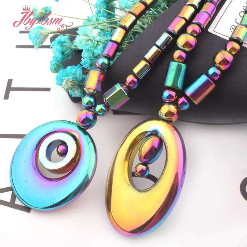 

4x5mm Column (No Magnetic) Hematite Multicolor Natural Stone Beads For Lady Fashion Jewellery Necklace Pendant 20" Free Shipping