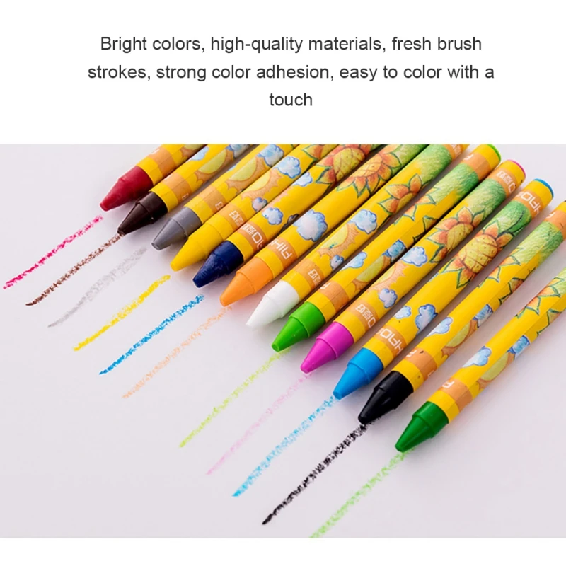 Восковой карандаш для детей, масляная краска, палочка, конфета, цветная масляная пастель, мелок, безопасная для детей, Нетоксичная пастель, 12 цветов в коробке, школьные принадлежности