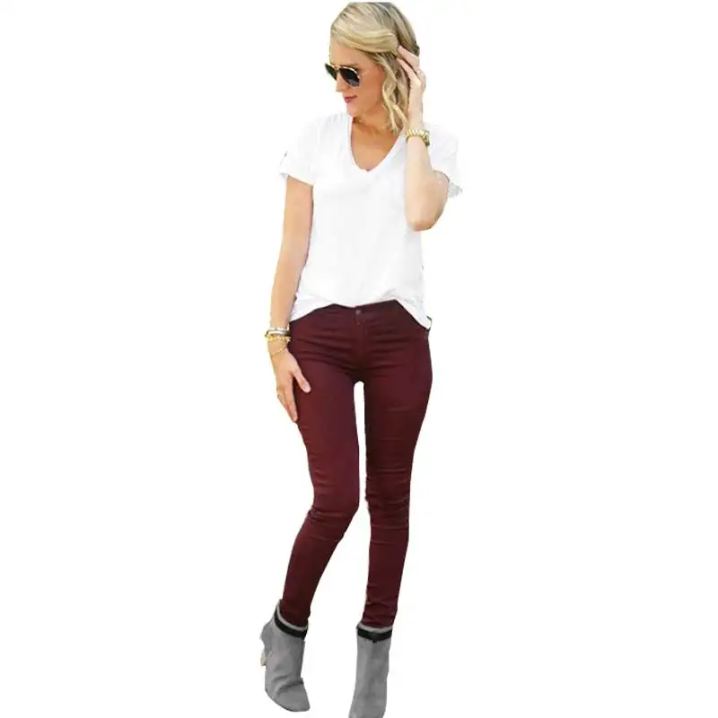 Fashion Slim Jeans Women Femme Female 2016 White Jeans With High Waist Tight Jeans Women's Candy Color New Pants Women Trousers
