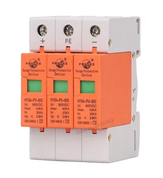 

DC 1000V 500V 800V 20KA~40KA 3 P 3 pole SPD House Surge Protector Protective Low-voltage Arrester Device HYS4-PV-1000 din rail