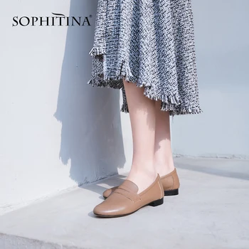 

SOPHITINA New Spring Loafers Flats Genuine Leather Fashion Solid Slip-on Casual Shoes Handmade Shallow Comfortable Flats SO90