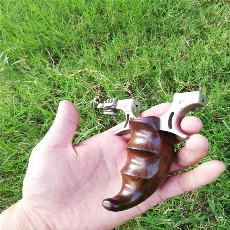 

Slingshot Hunting Catapult 304 Stainless steel with Wooden Handle Slingshot Flat Rubber band Tubing Outdoor Shooting Slingshots