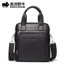 BISON DENIM Brand Men Messenger Bag Genuine Leather Handbag Business Casual Crossbody Bag Men’s Shoulder Bags Free Shipping