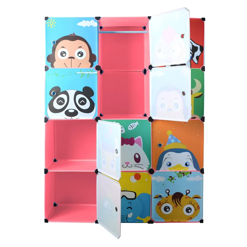 دي Ycartoon شنقا خزانة ملابس اضافية كبيرة صديقة للبيئة سلك نوع مجتمعة الطفل بسيط مجلس الوزراء خزانة صندوق تخزين