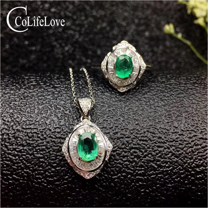 Vintage metal /& lowend emerald necklace earrings Ring bracelet set