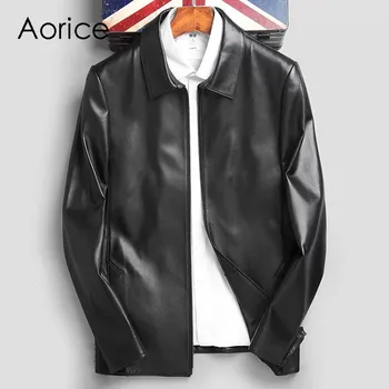 

Aorice MT828 2020 Men Genuine Leather Jacket Autumn Outerwear Black/Slim/Simple Business Style/Sheepskin Coat