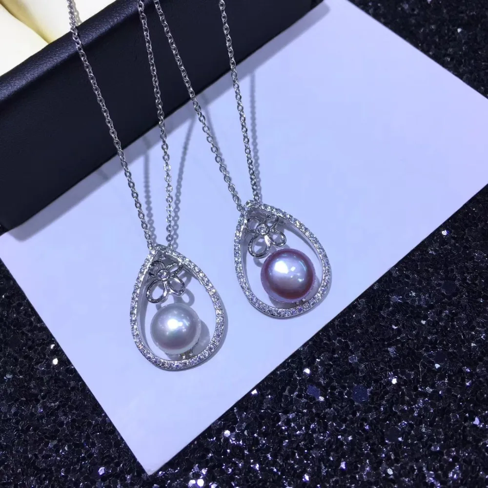

YIKALAISI 925 sterling silver jewelry for women 100% natural 9-10mm freshwater pearl choker pendant 2018 new fashion Wholesale