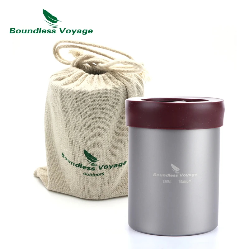 Boundless Voyage titanio puro Pared de doble capa taza de té al aire libre camping senderismo portátil té con filtro 180 ml