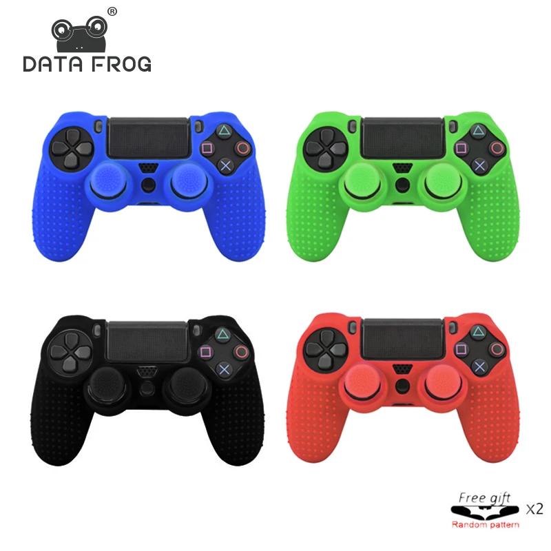 

Data Frog 2 Pcs Anti Slip Silicone Rubber Case For Sony Playstation 4 PS4 Controller Protection Cover Cases For PS4 Slim Pro
