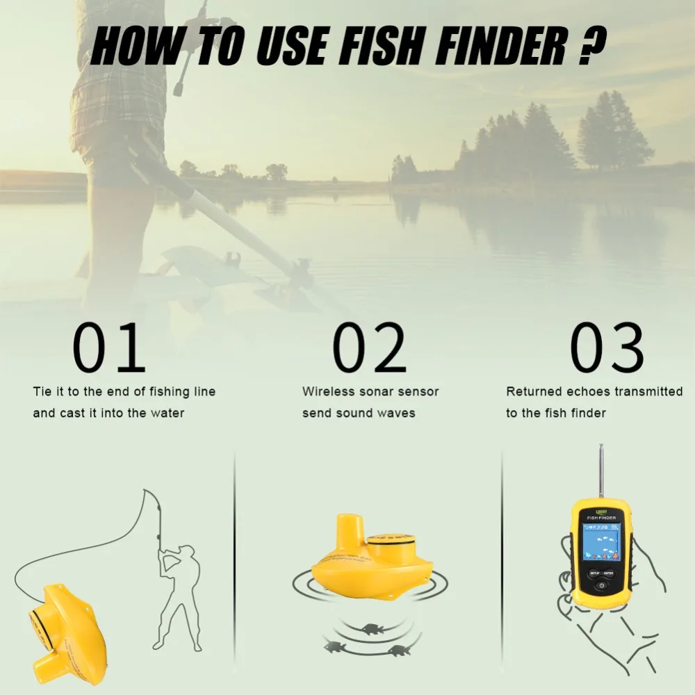 120M Fishing Finder Wireless Fishing Lure LCD Color Screen Sonar Echo Sounder Alarm Fish Finder (10)