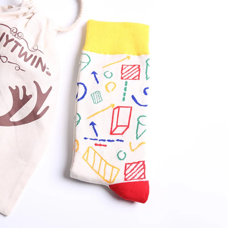 Мода Граффити Математика молоко полосатый для мужчин удобные носки из хлопка хип хоп Новинка Забавные Дизайн черный, красный унисекс носки - Цвет: 5