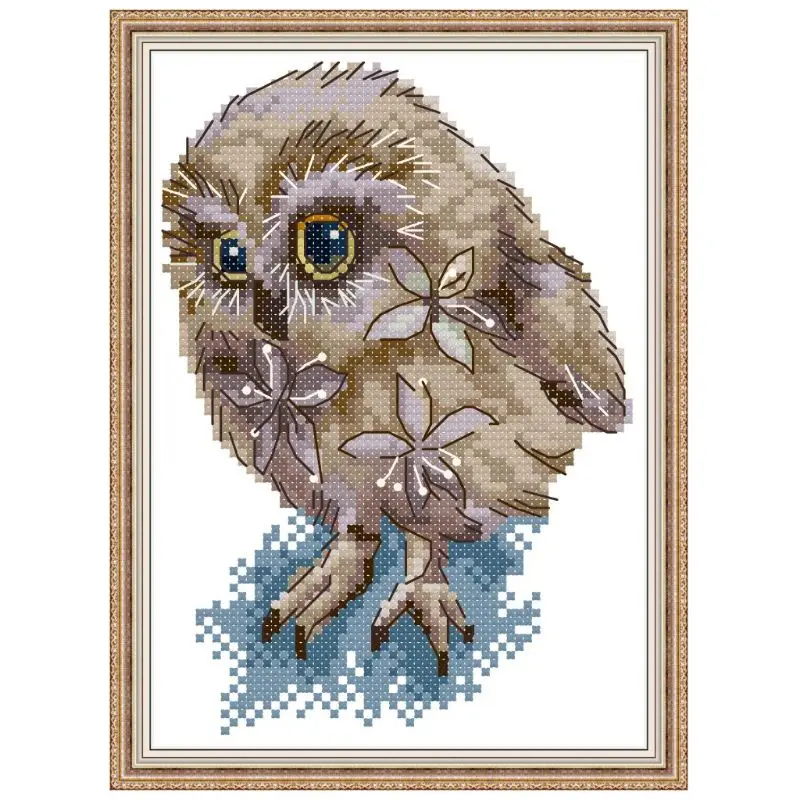 

OOTDTY Owl DIY Handmade Needlework Counted 14CT Printed Cross Stitch Embroidery Kit Set Home Decoration