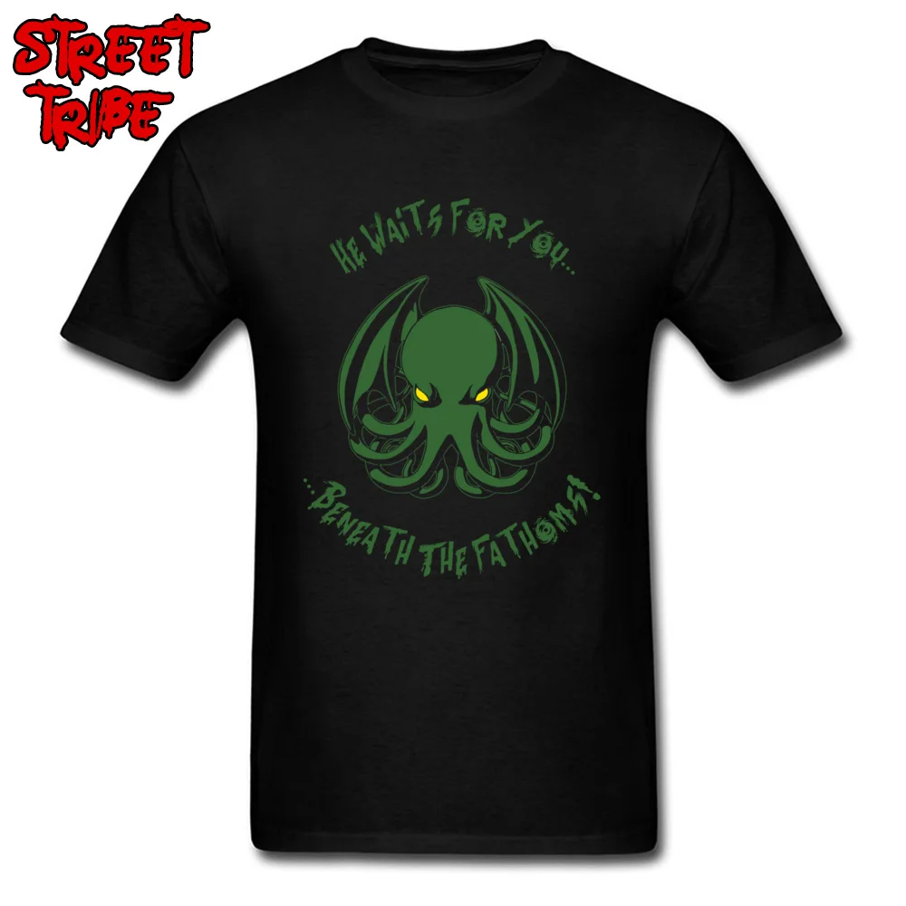 2018 Cthulhu Футболка мужская черная зеленая футболка с принтом монстра Топы Футболки