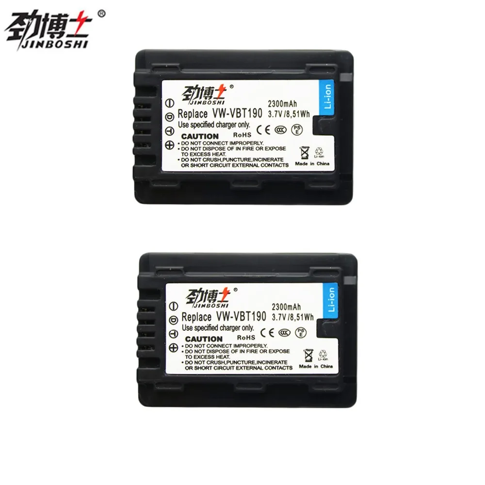 JINBOSHI 2x VW-VBT190 VBT190 литиевые батареи для цифровой камеры 2300 мАч VWVBT190 Panasonic HC V110 V130 V160