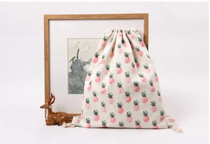 

Custom Cotton Canvas Pouch Drawstring Pineapple Printing Candy Gift Bags