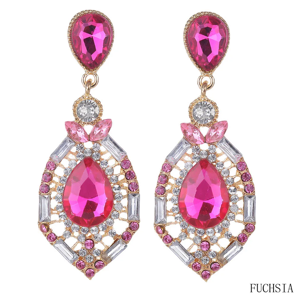 

1/Pair New Fashion Ethnic National Earings Earrings For Women Gold Color Green Crystal Earring Anniversary Drop Earrings