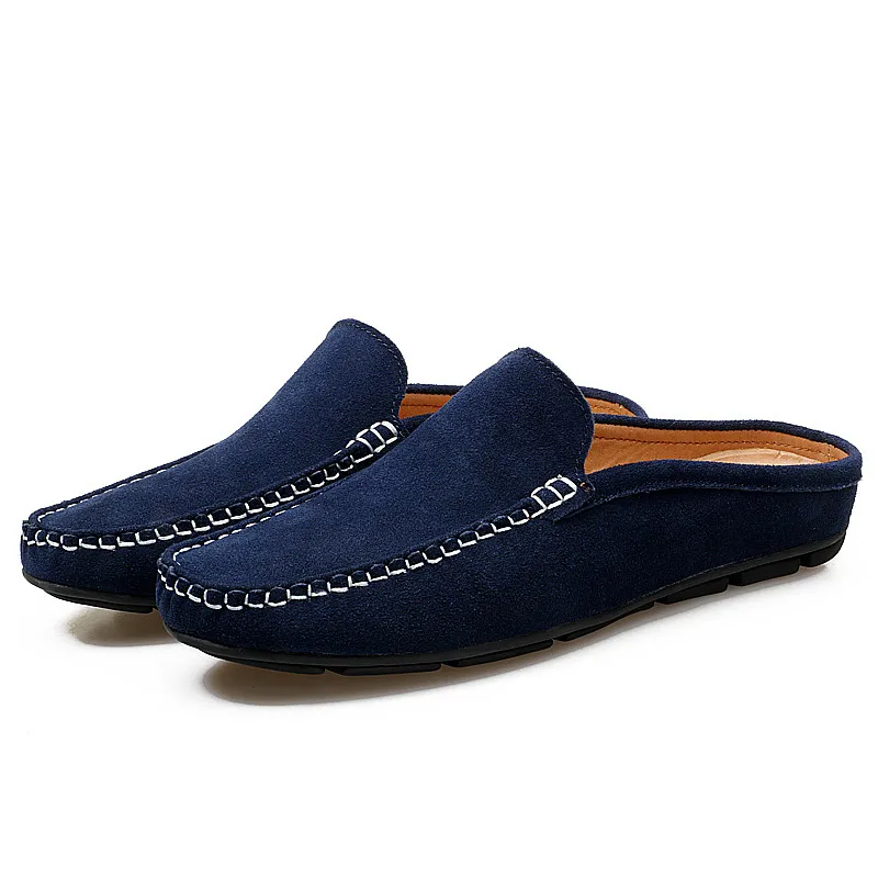 JKPUDUN/летние шлепанцы для мужчин; Роскошные брендовые Дизайнерские Модные слипоны; Мужская обувь без застежки; Шлепанцы из замши высокого качества - Цвет: men blue loafers