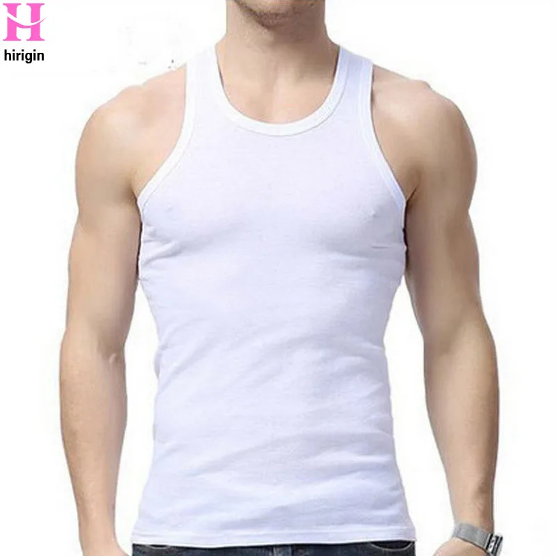

HIRIGIN mens tanks Summer Cotton Slim Fit Men Tank Tops Clothing Bodybuilding Undershirt Golds Fitness tops tees lifting vest