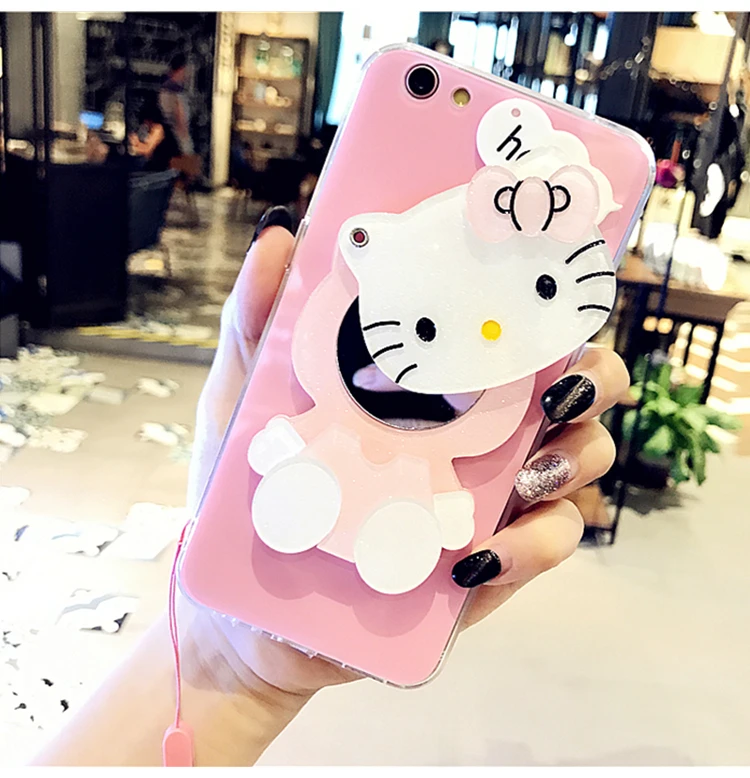 Для iPhone 6 Чехол для iPhone 7 8 Plus милый мультяшный hello kitty зеркальный чехол для телефона для iPhone XS X чехол для iPhone 5 S SE твердая задняя крышка