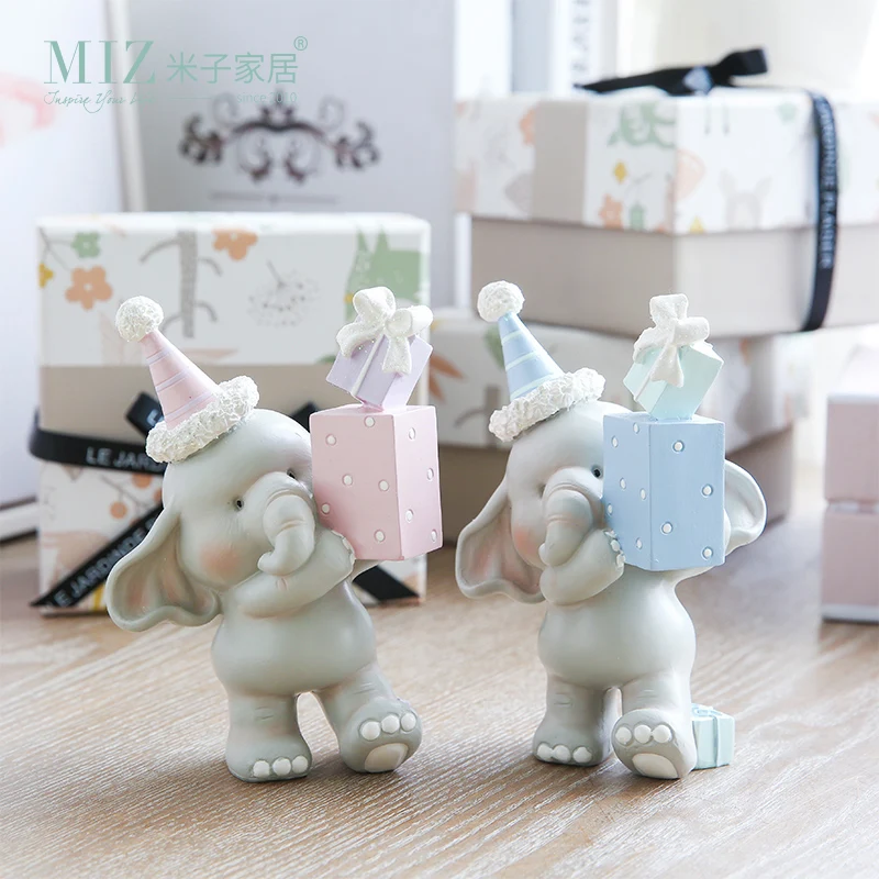 Miz 1 Pair Home Decoration Accessories Animal Figure Festivial Party Decor Birthday Gift for Kids Cute Elephant Statue|gifts kids|gift birthdaygift